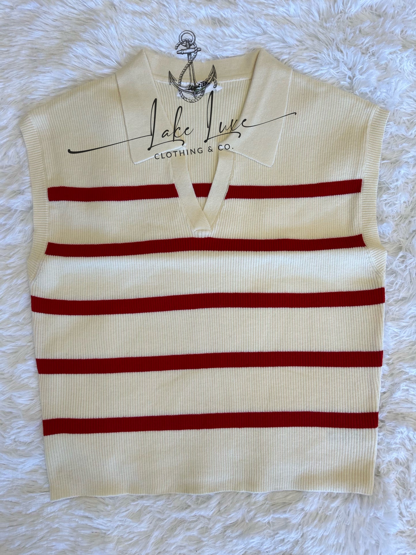 Red/cream top sleeveless