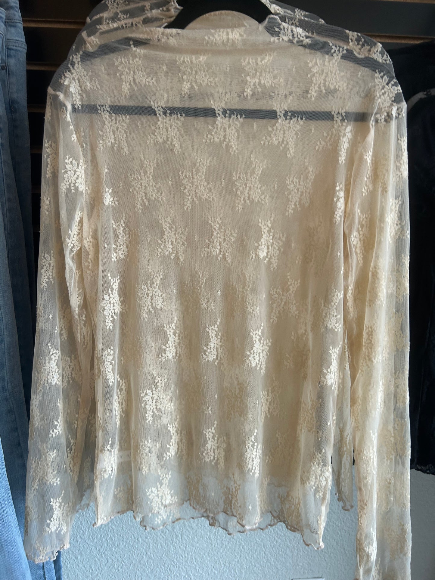 Cream lace long sleeve top