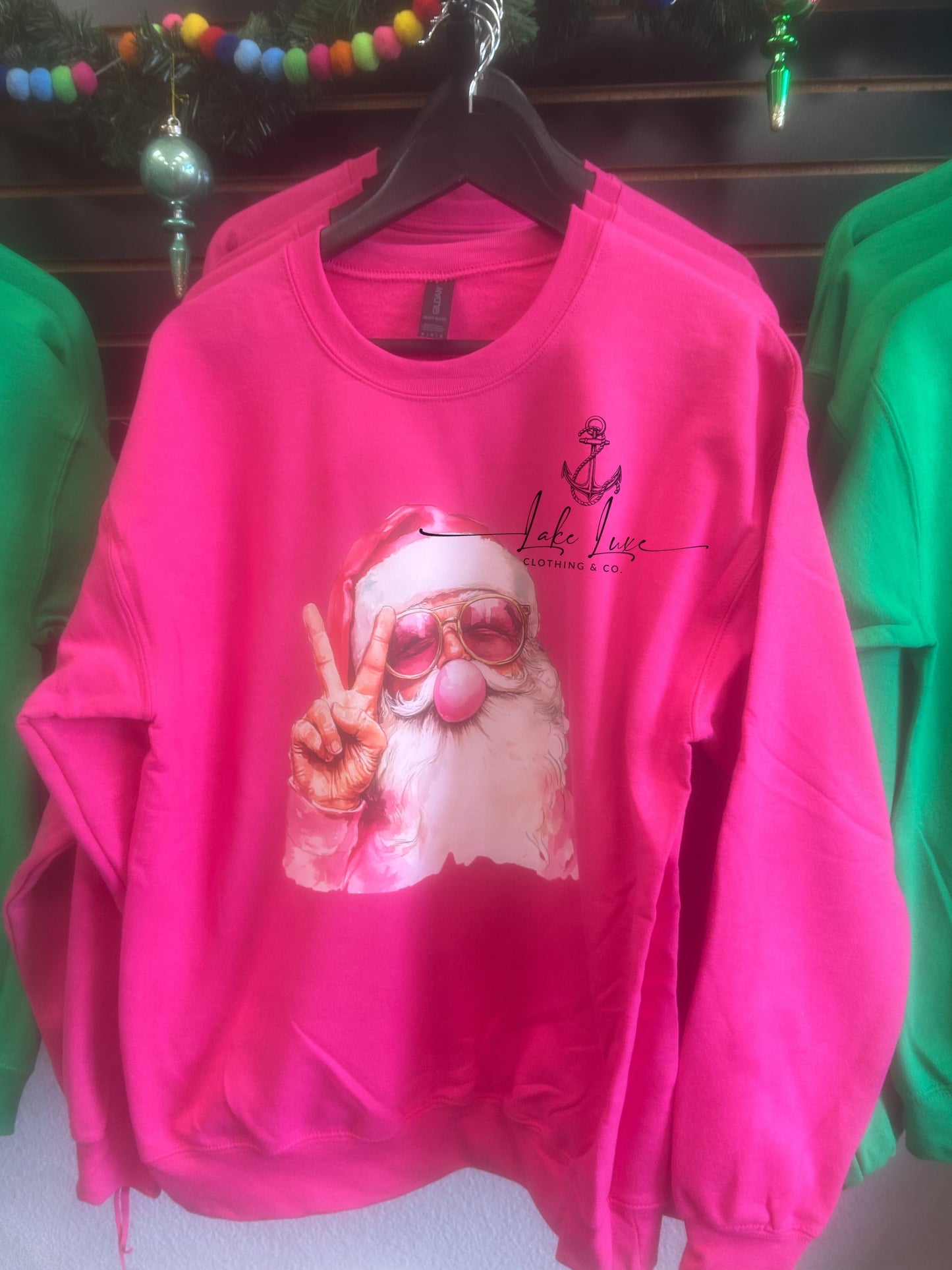 Pink bubblegum Santa sweatshirt