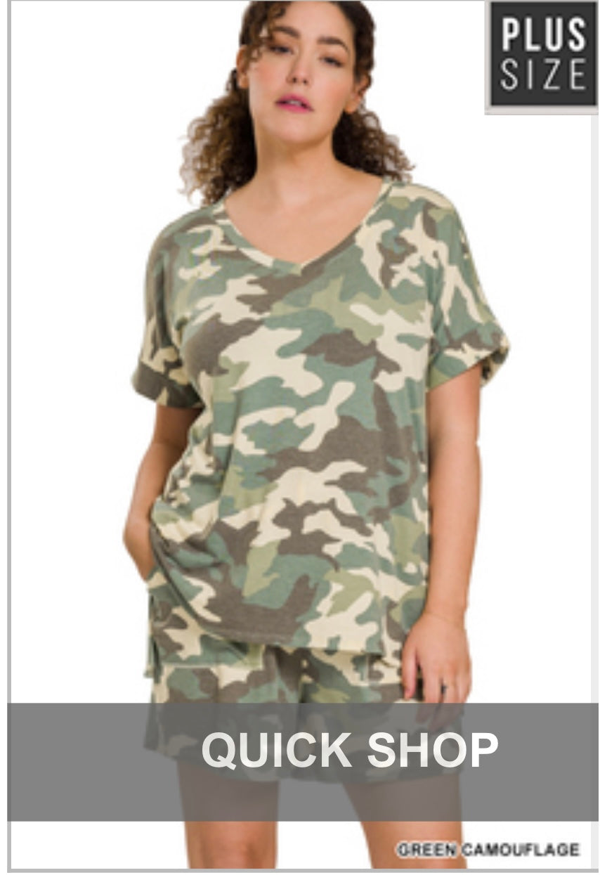 plus size camo lounge set (choose color)