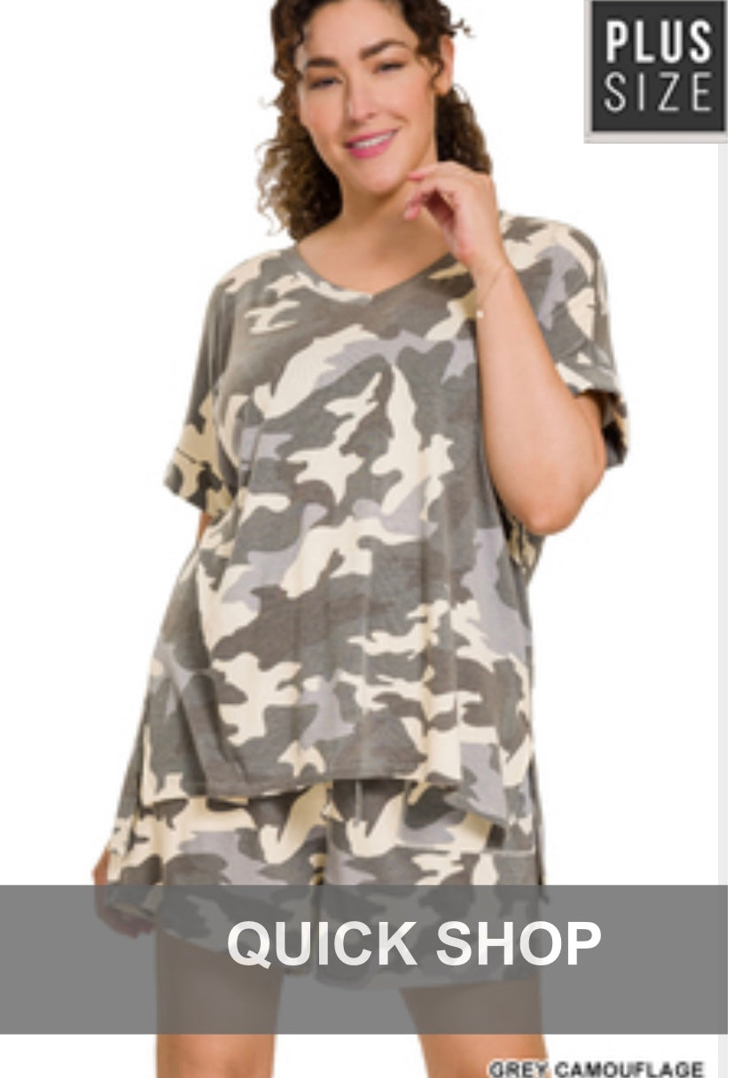 plus size camo lounge set (choose color)