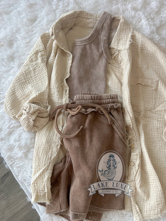 Mocha Vintage Ribbed Top